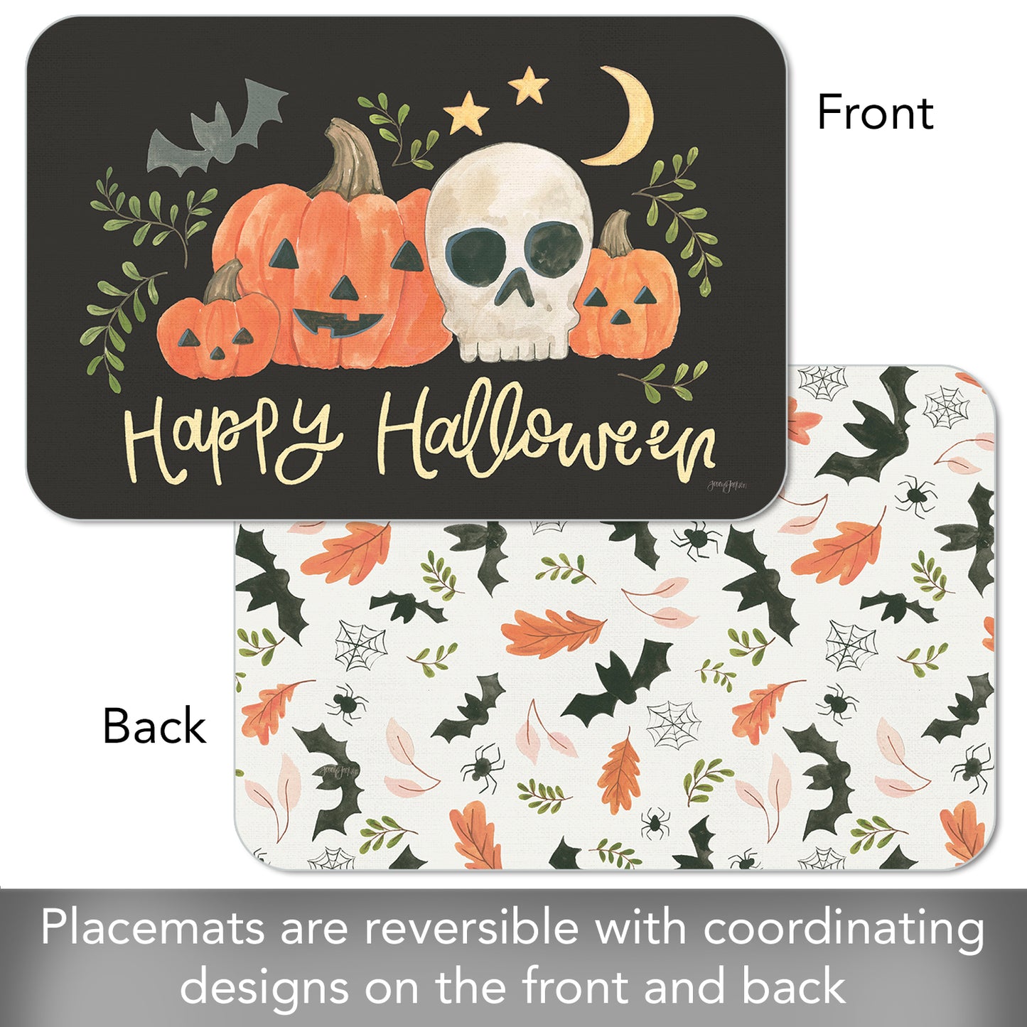 CounterArt Spooky Season 4 Pack Reversible Easy Care Placemats Made in the USA