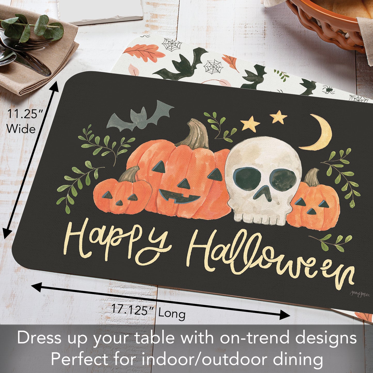 CounterArt Spooky Season 4 Pack Reversible Easy Care Placemats Made in the USA
