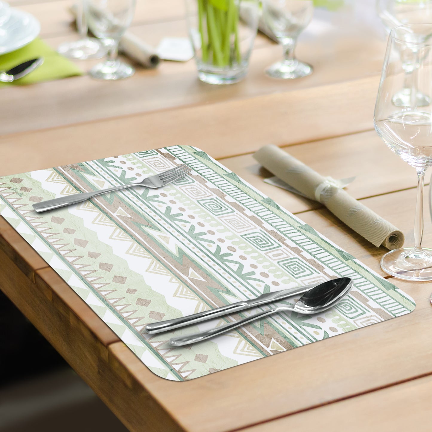 CounterArt Watercolor Cacti 4 Pack Reversible Easy Care Flexible Placemats Made in the USA