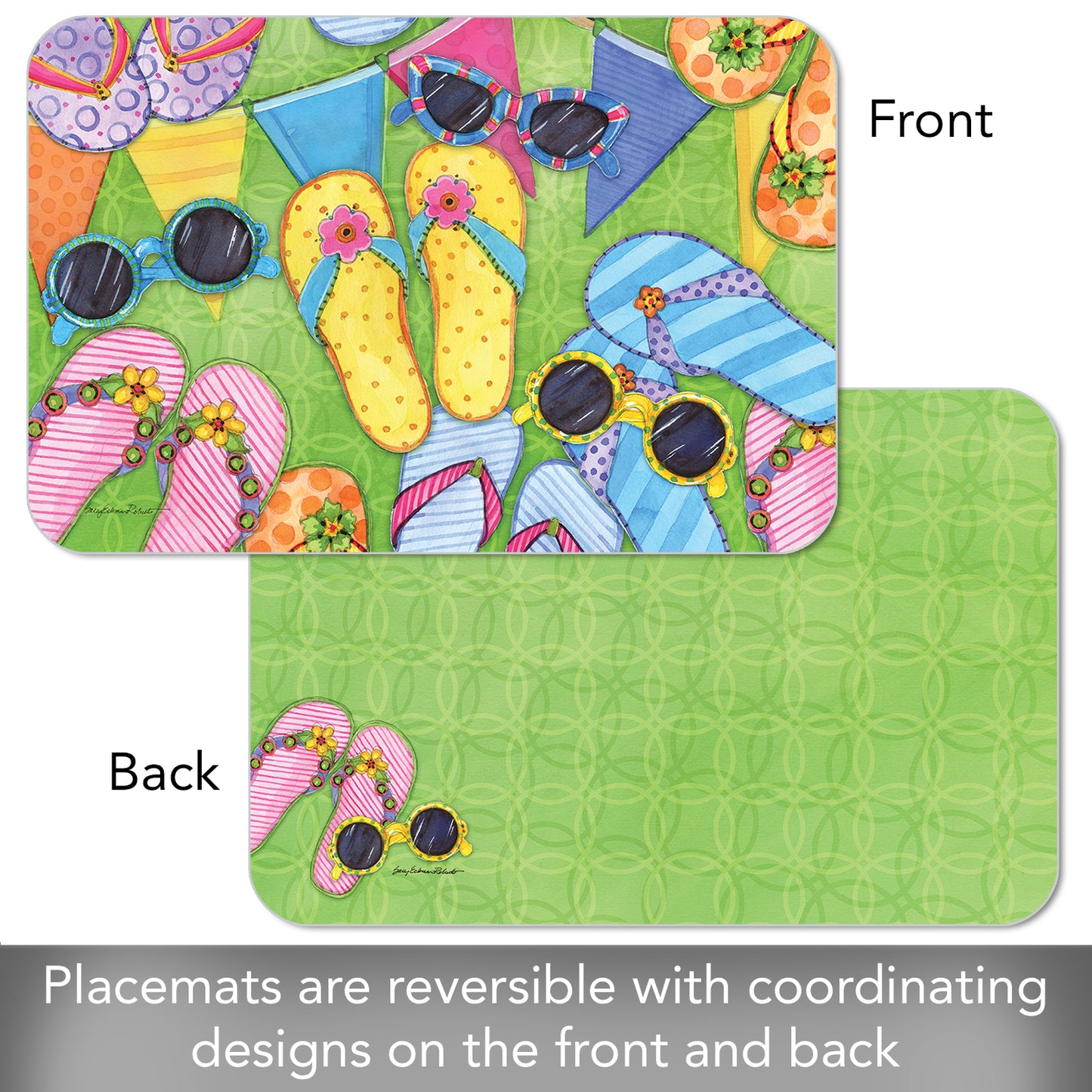 CounterArt Flip Flopping 4 Pack Reversible Easy Care Flexible Placemats Made in the USA