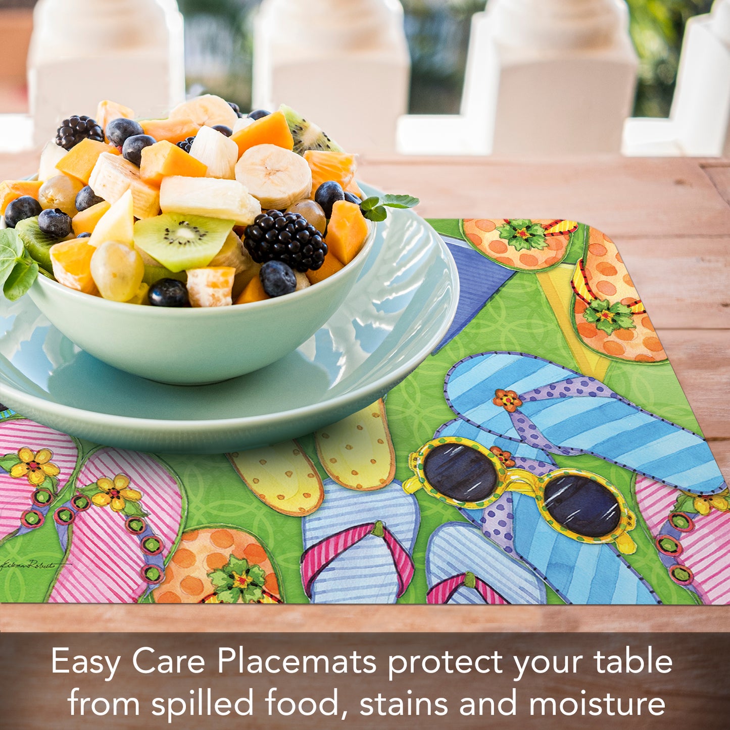 CounterArt Flip Flopping 4 Pack Reversible Easy Care Flexible Placemats Made in the USA