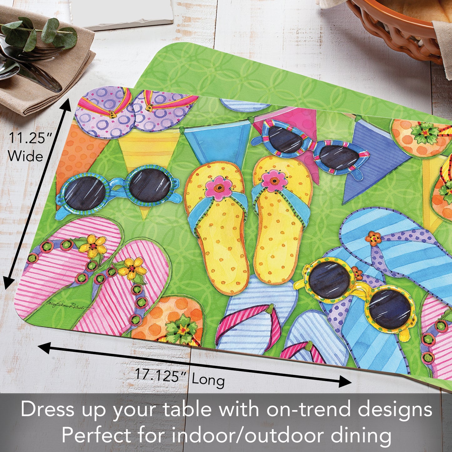 CounterArt Flip Flopping 4 Pack Reversible Easy Care Flexible Placemats Made in the USA