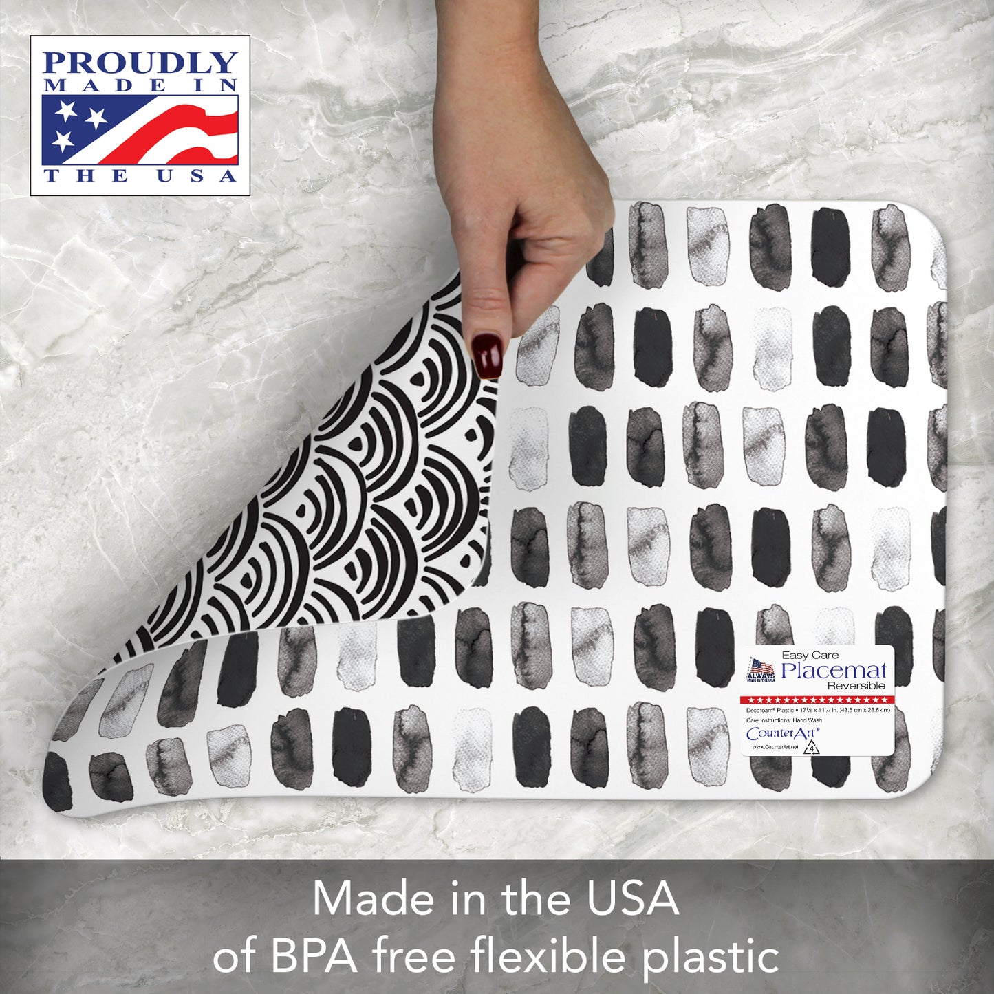 CounterArt Arches 4 Pack Reversible Easy Care Flexible Placemats Made in the USA