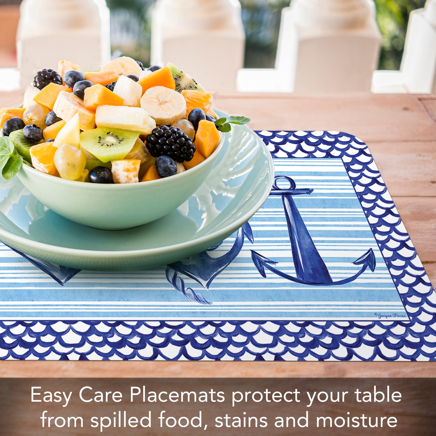 CounterArt Anchors Away 4 Pack Reversible Easy Care Flexible Placemats Made in the USA