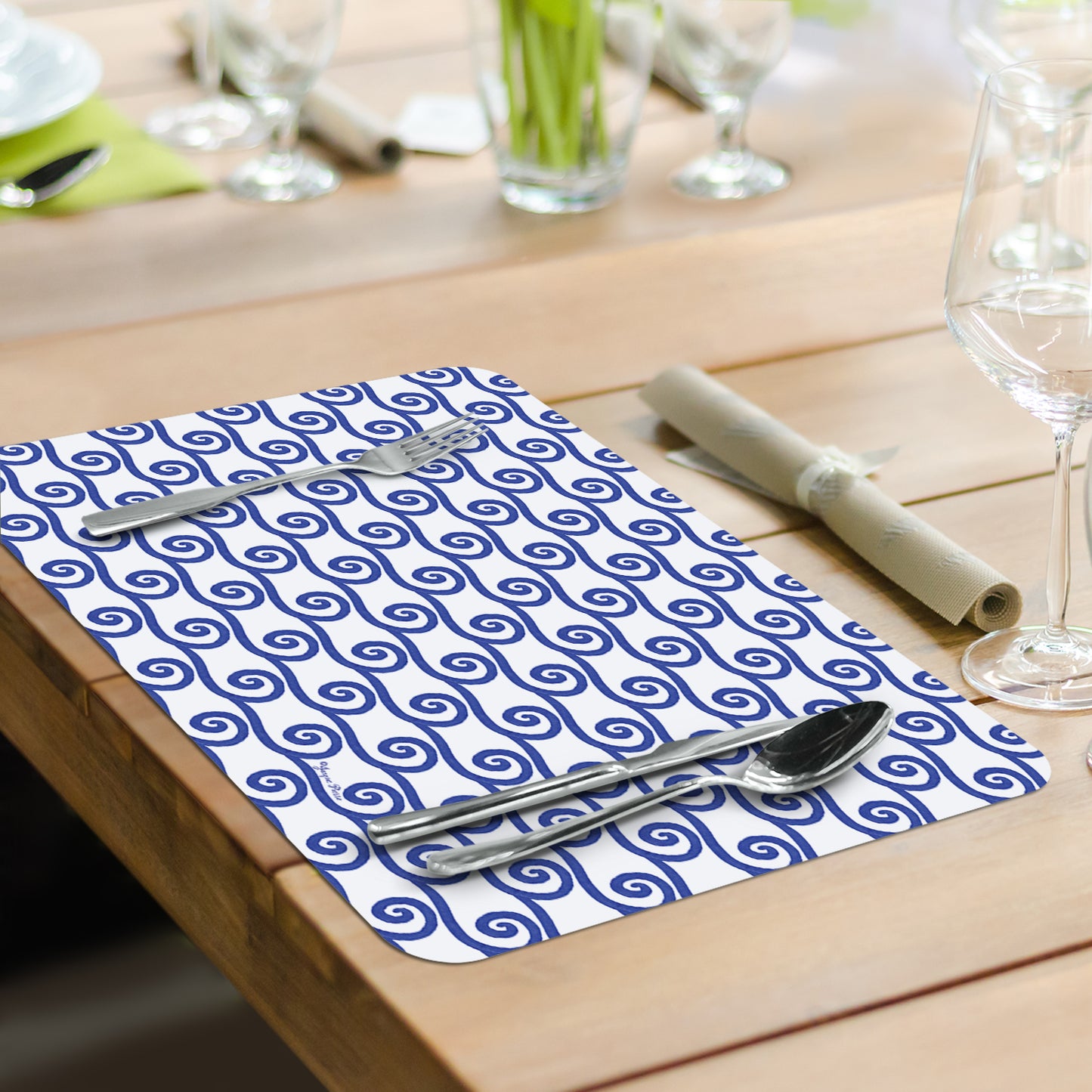 CounterArt Anchors Away 4 Pack Reversible Easy Care Flexible Placemats Made in the USA