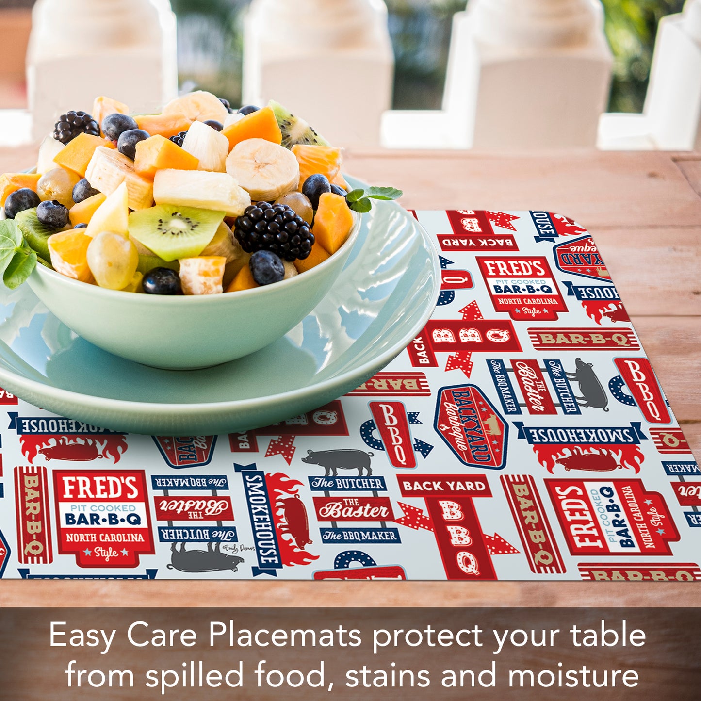CounterArt BBQ Life 4 Pack Reversible Easy Care Flexible Placemats Made in the USA
