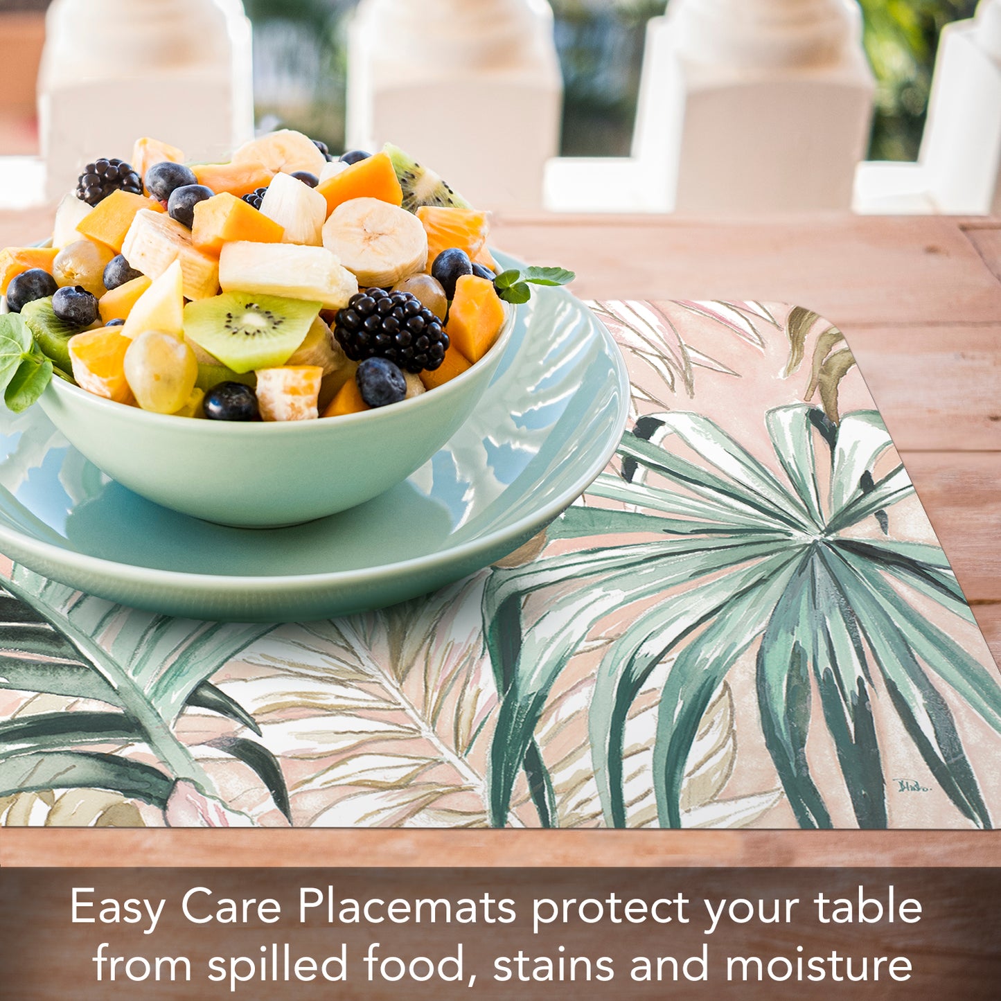 CounterArt Pastel Palms 4 Pack Reversible Easy Care Flexible Placemats Made in the USA