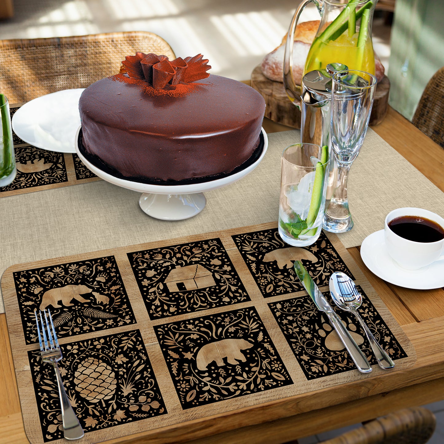 CounterArt Crafted Cabin 4 Pack Reversible Easy Care Flexible Placemats Made in the USA