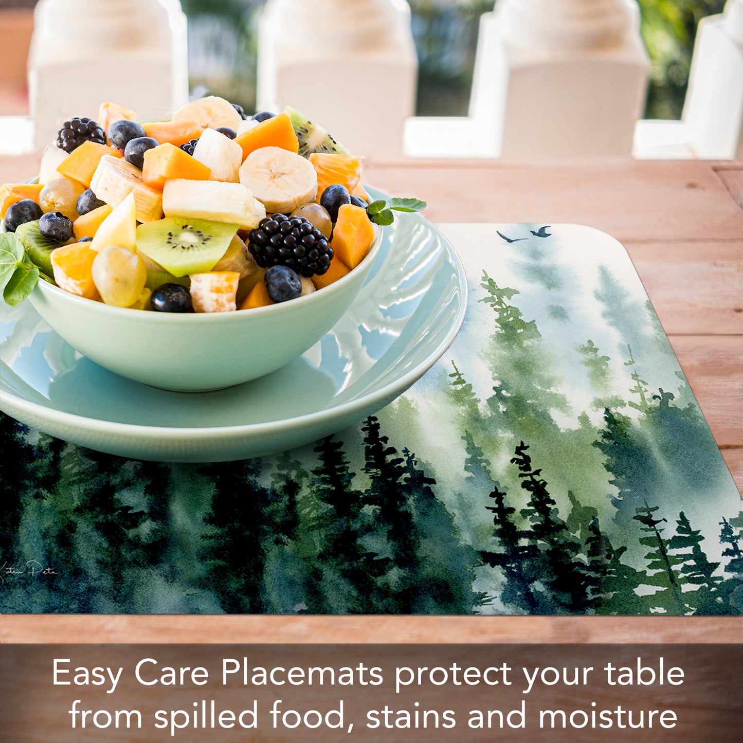 CounterArt Tree Line 4 Pack Reversible Easy Care Flexible Placemats Made in the USA