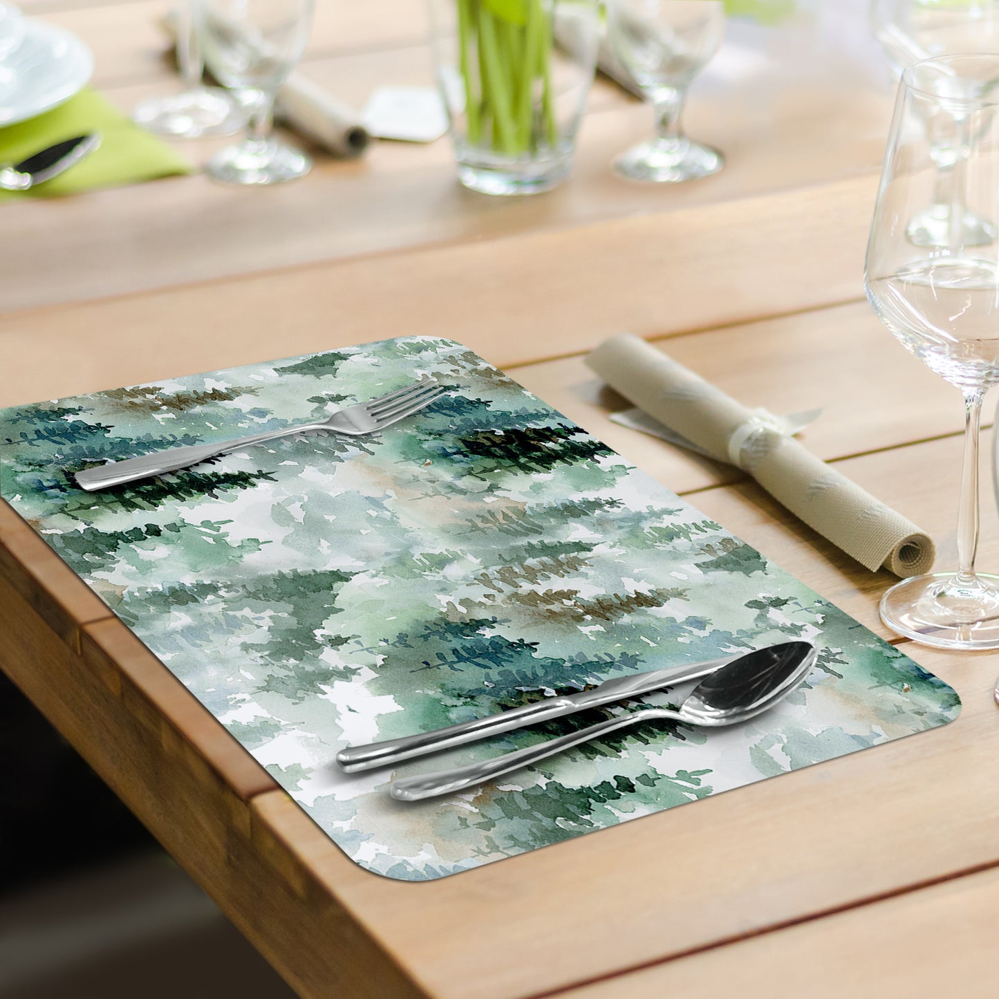 CounterArt Tree Line 4 Pack Reversible Easy Care Flexible Placemats Made in the USA