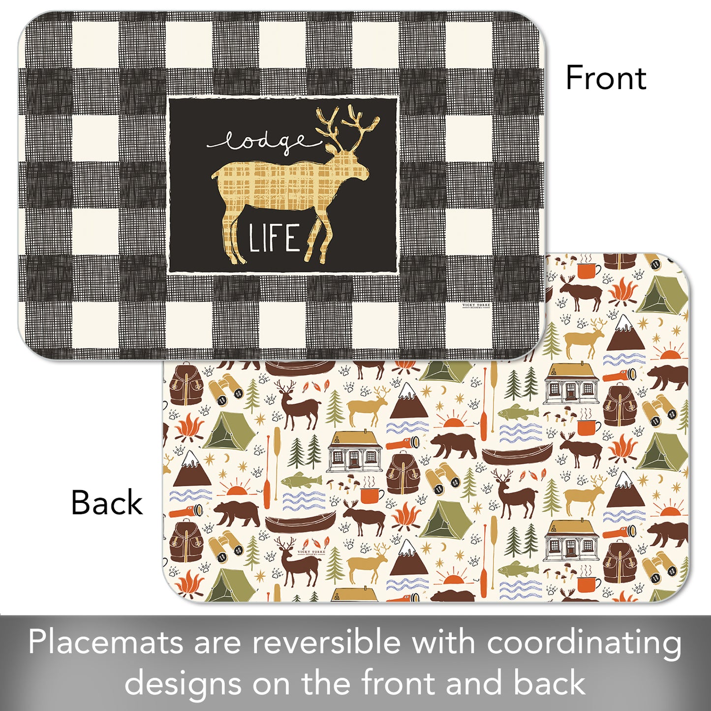 CounterArt Lodge Life 4 Pack Reversible Easy Care Flexible Placemats Made in the USA