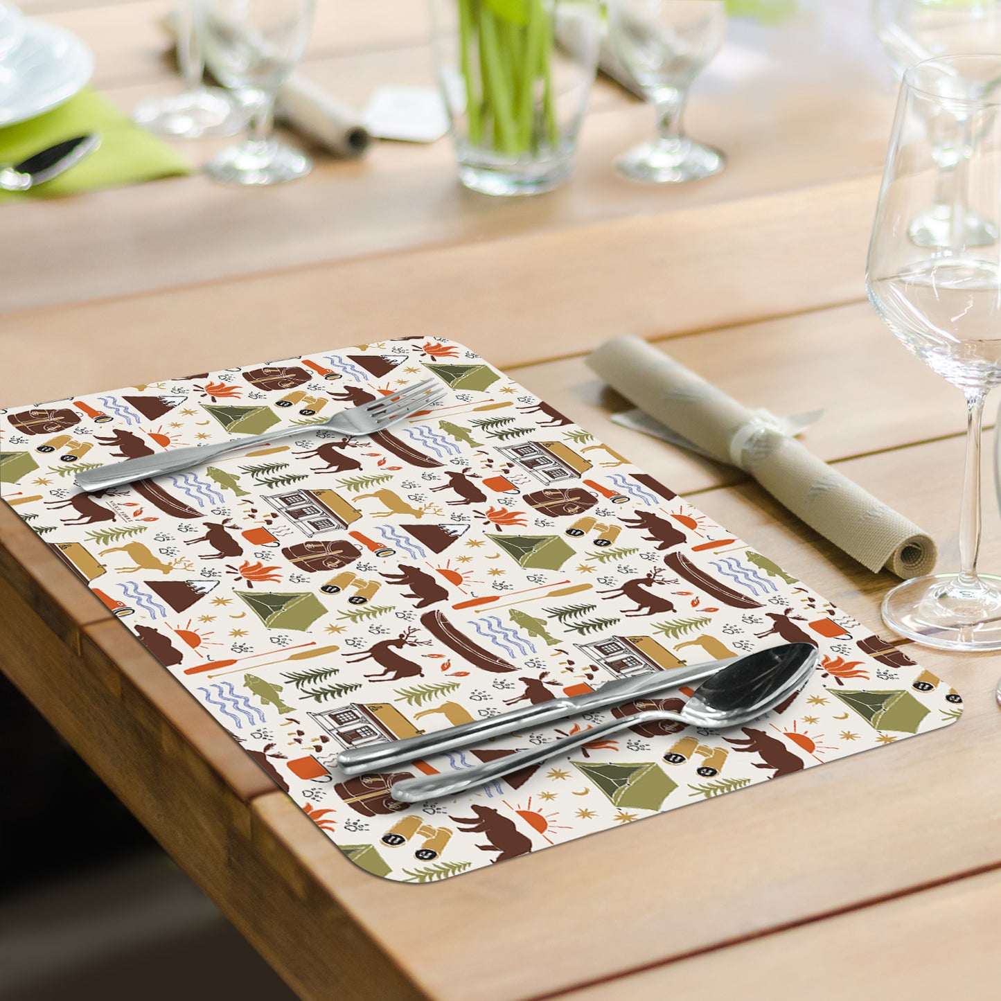 CounterArt Lodge Life 4 Pack Reversible Easy Care Flexible Placemats Made in the USA