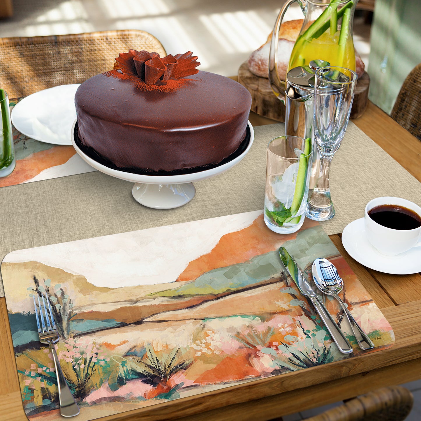 CounterArt Southwest Basin 4 Pack Reversible Easy Care Flexible Placemats Made in the USA