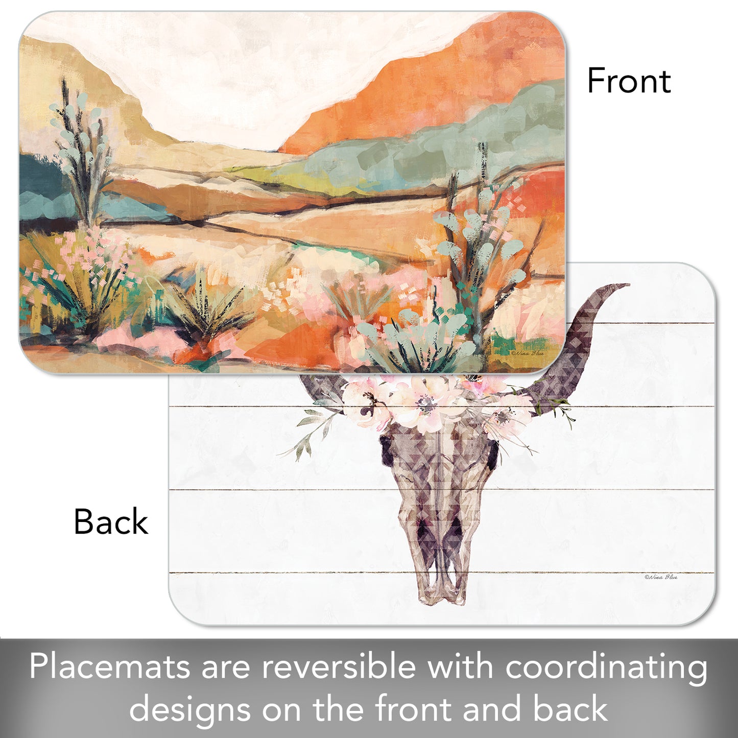 CounterArt Southwest Basin 4 Pack Reversible Easy Care Flexible Placemats Made in the USA