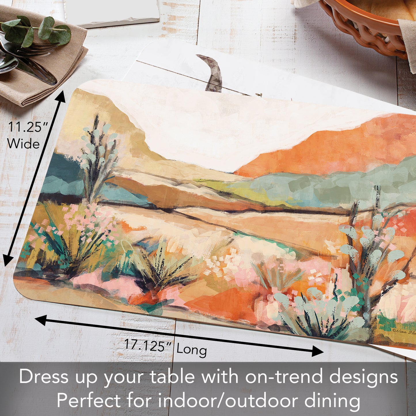 CounterArt Southwest Basin 4 Pack Reversible Easy Care Flexible Placemats Made in the USA
