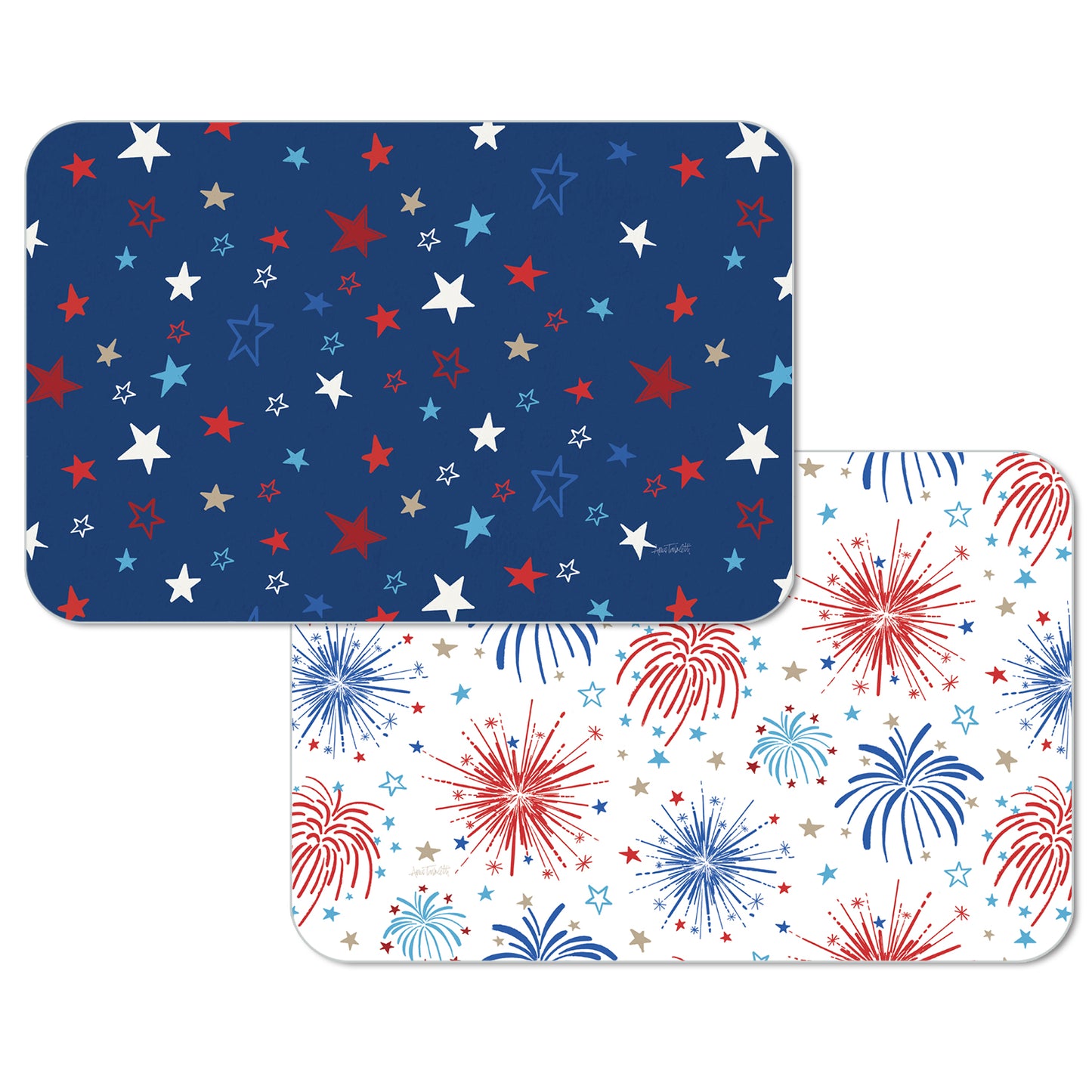 CounterArt Star Spangled 4 Pack Reversible Easy Care Placemats Made in the USA
