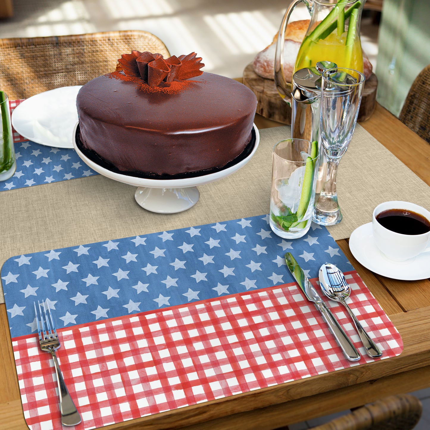 CounterArt Americana Style 4 Pack Reversible Easy Care Placemats Made in the USA