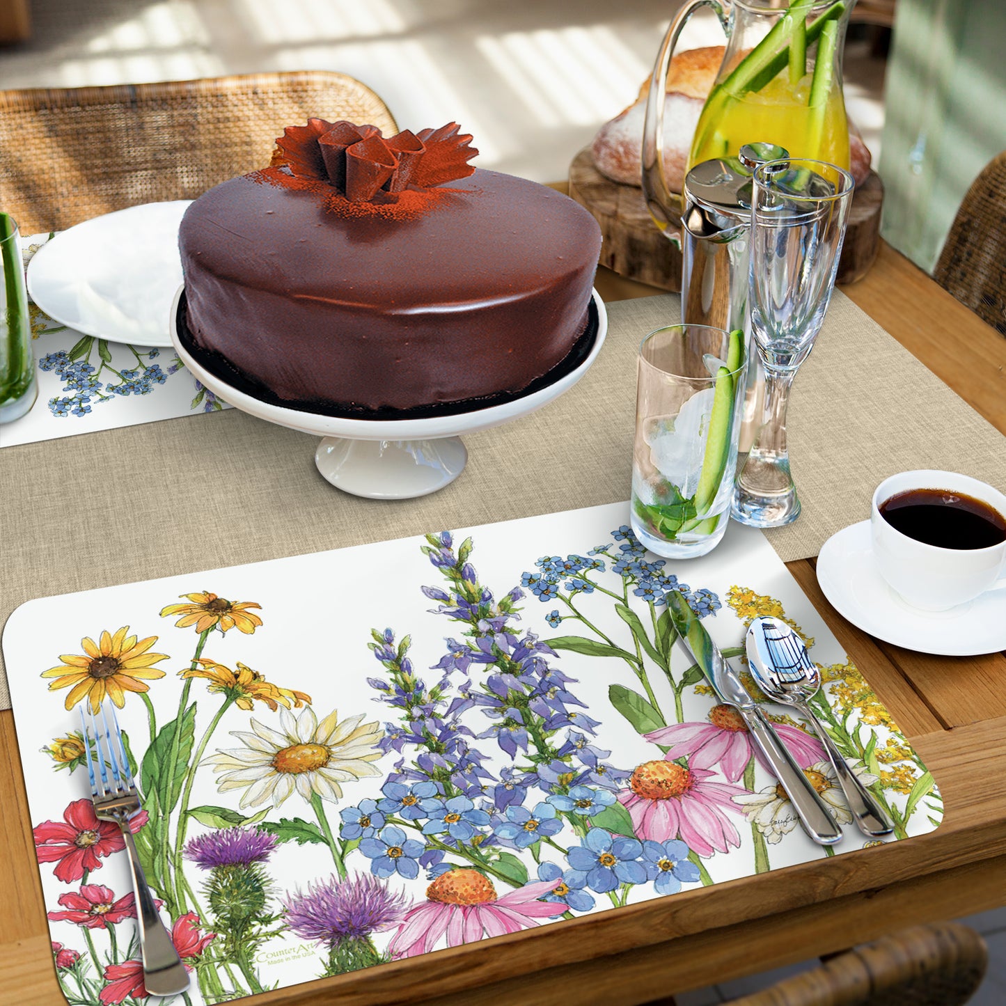 CounterArt Wildflower Guide 4 Pack Reversible Easy Care Flexible Placemats Made in the USA