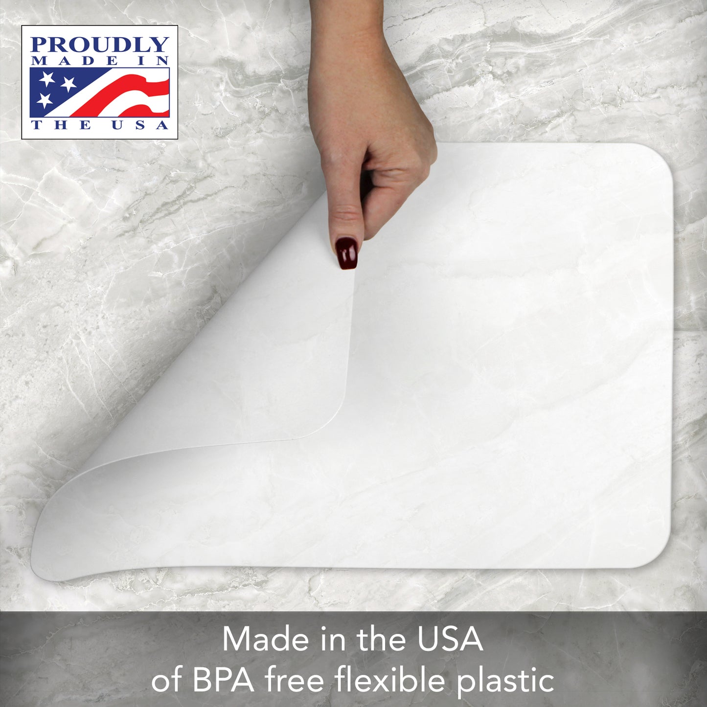 CounterArt Transparent 4 Pack Transparent Easy Care Flexible Plastic Placemats Made in The USA BPA Free, Easily Wipes Clean