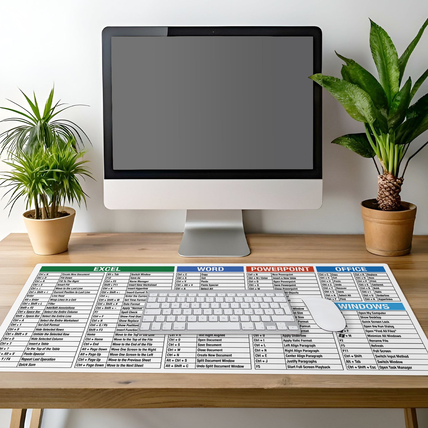 CounterArt Large Waterproof Desk Protector-Office-Windows Cheat Sheet 32” x 16” Made in The USA Desk Mat Office Mat Large Mouse Pad