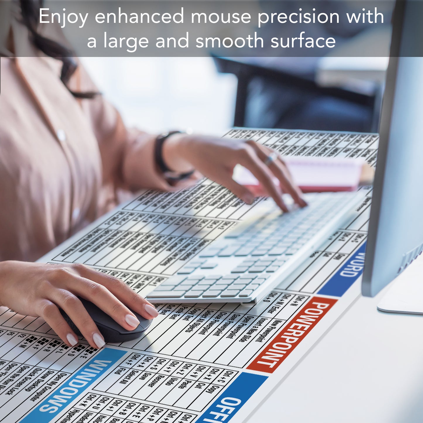 CounterArt Large Waterproof Desk Protector-Office-Windows Cheat Sheet 32” x 16” Made in The USA Desk Mat Office Mat Large Mouse Pad