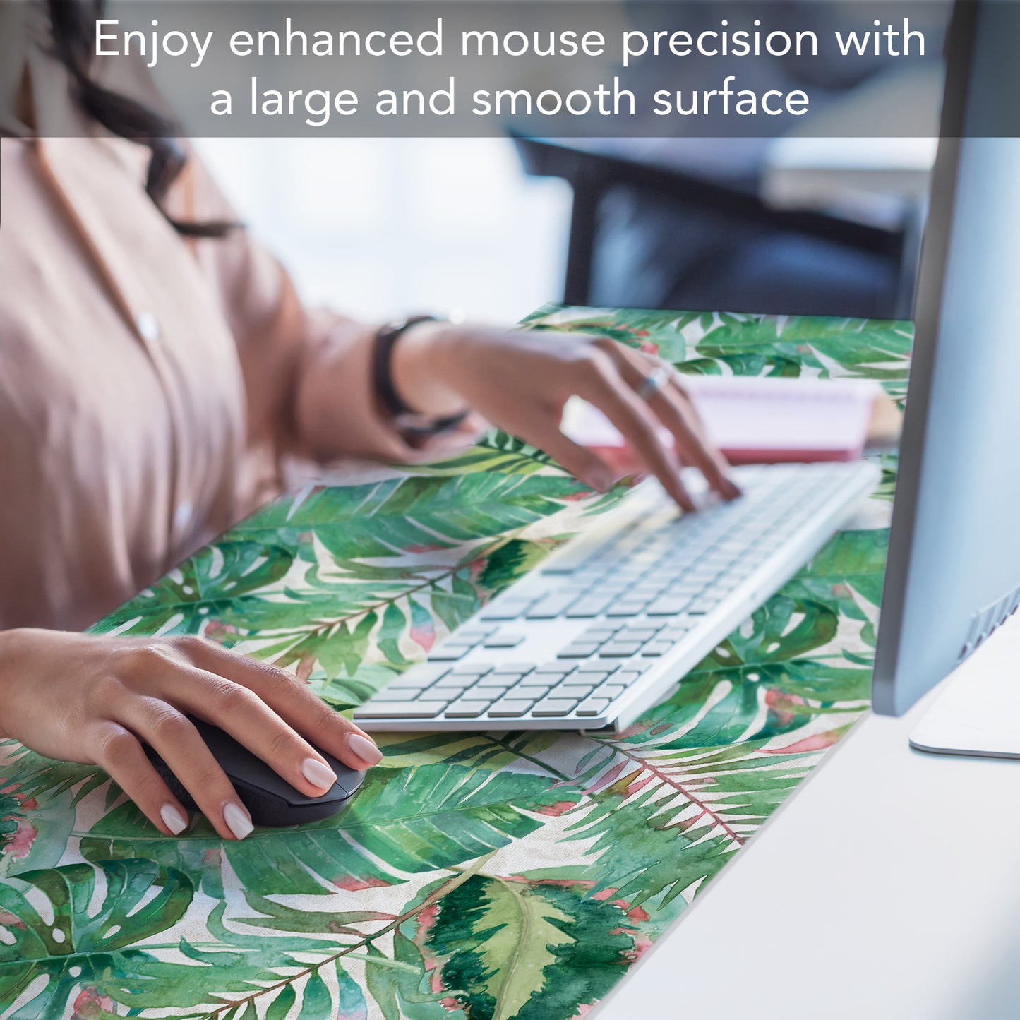 CounterArt Jungle Large Waterproof Desk Protector 32” x 16” Made in The USA Desk Mat Office Mat Large Mouse Pad