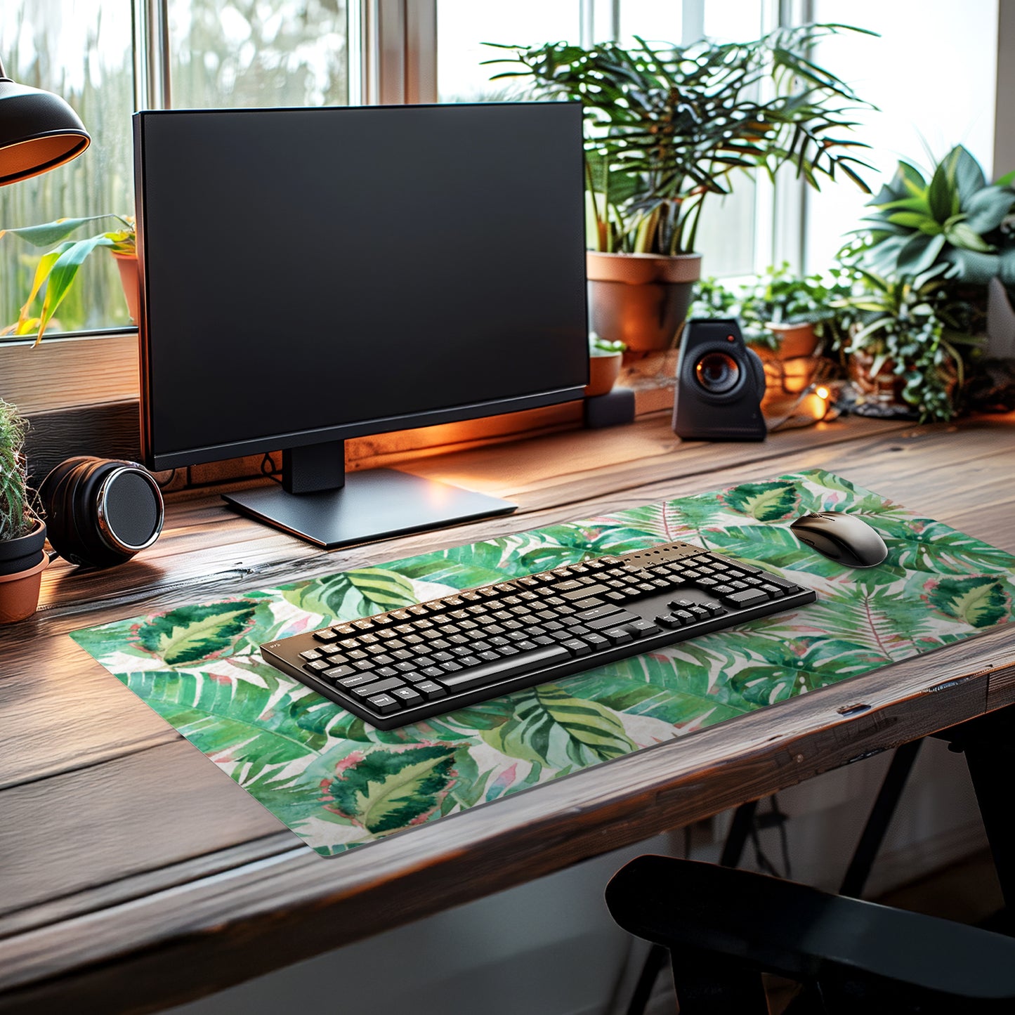 CounterArt Jungle Large Waterproof Desk Protector 32” x 16” Made in The USA Desk Mat Office Mat Large Mouse Pad