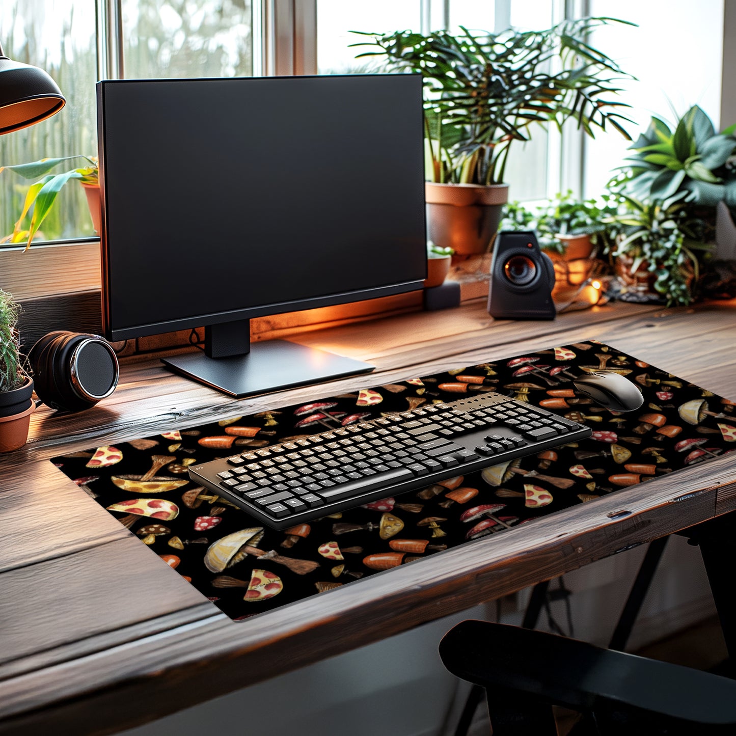 CounterArt Mushroom Madness Large Waterproof Desk Protector 32” x 16” Made in The USA Desk Mat Office Mat Large Mouse Pad