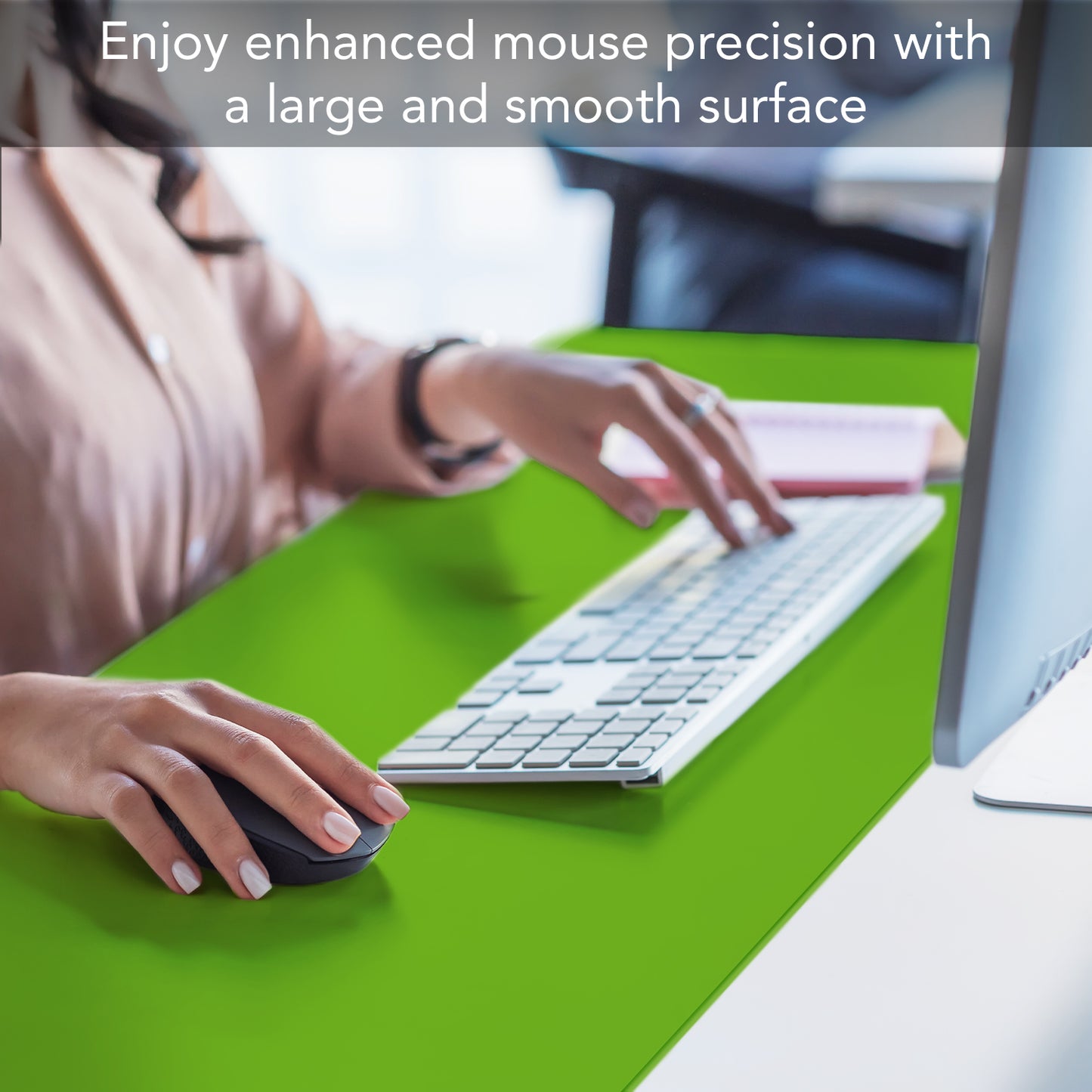 CounterArt Large Waterproof Desk Protector-Lime Green 32” x 16” Made in The USA Desk Mat Office Mat Large Mouse Pad