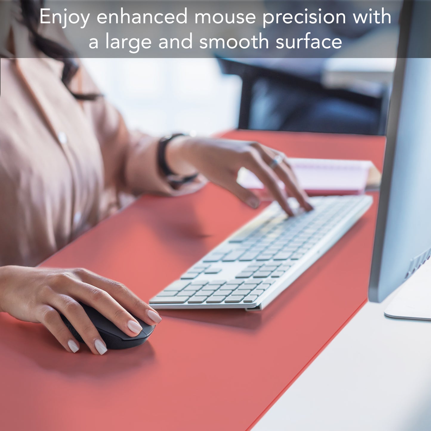 CounterArt Large Waterproof Desk Protector-Coral 32” x 16” Made in The USA Desk Mat Office Mat Large Mouse Pad