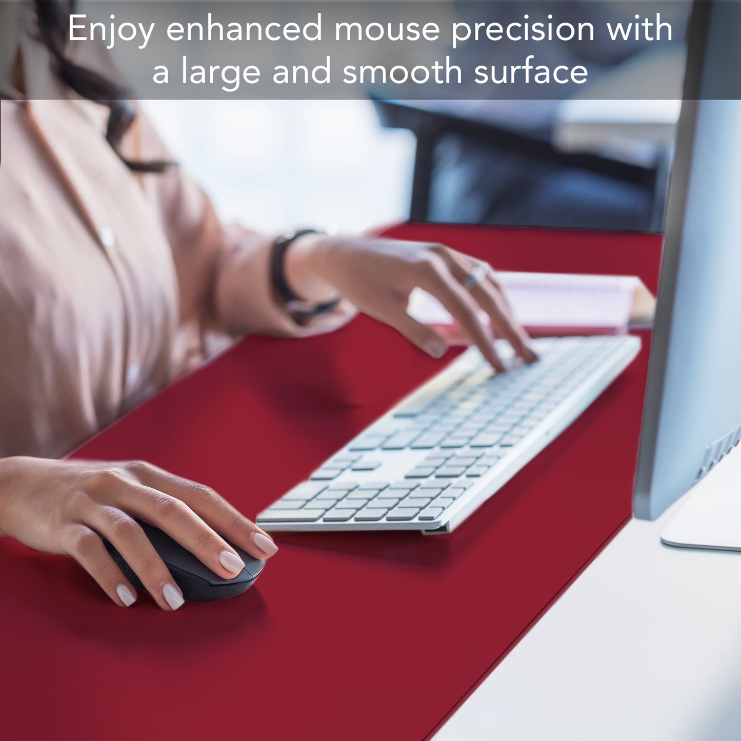 CounterArt Large Waterproof Desk Protector-Red 32” x 16” Made in The USA Desk Mat Office Mat Large Mouse Pad