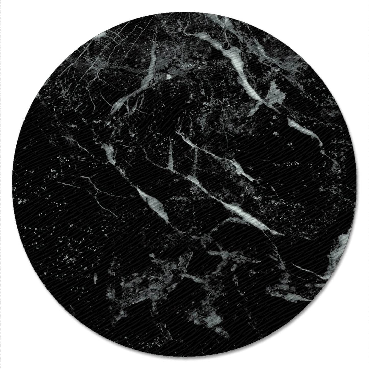 CounterArt Black Marble Design 4mm Tempered Glass Lazy Susan Turntable 13" Diameter