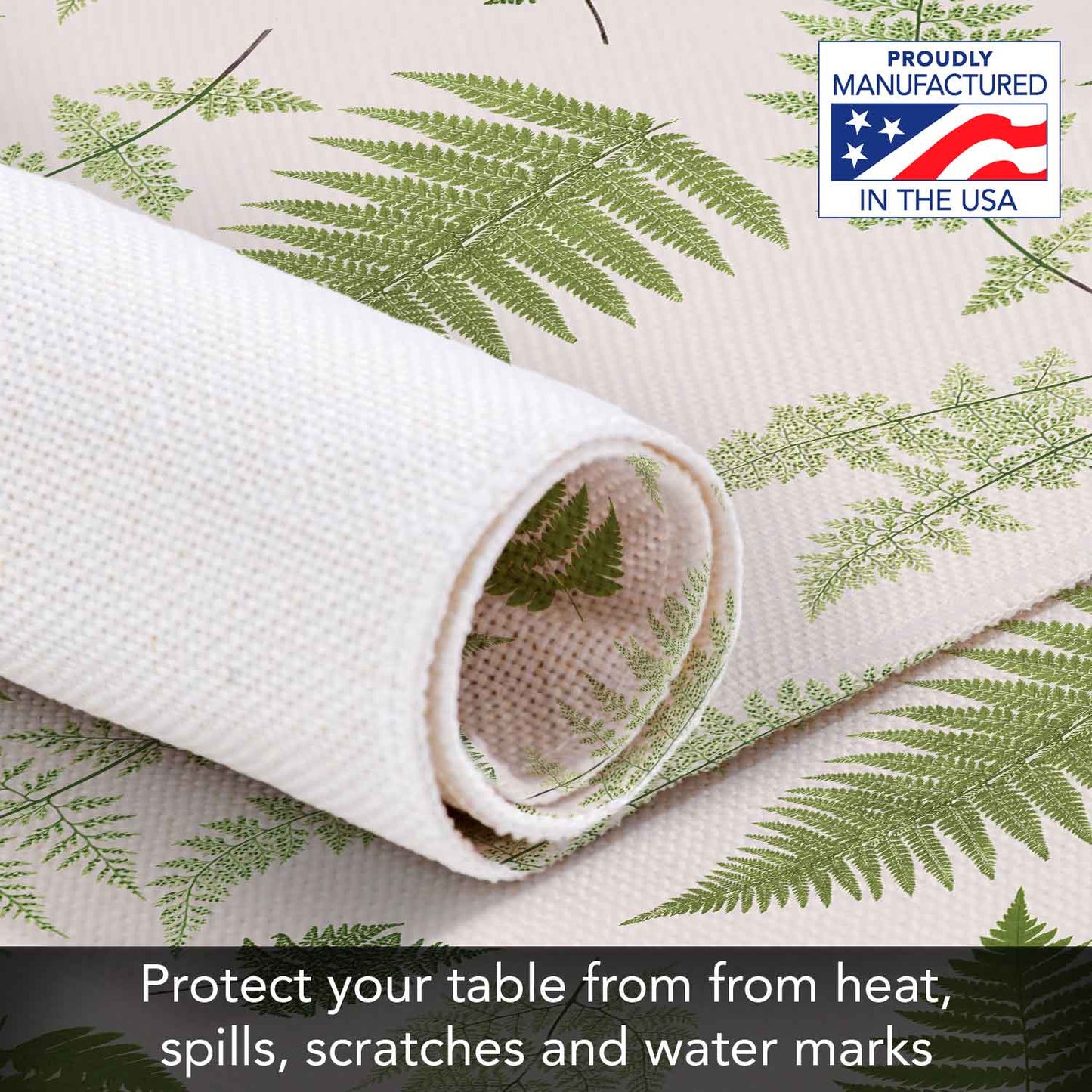 Highland Home Fern Grove 4 Pack Poly-Cotton Blend Fabric Placemats 18" x 12" Manufactured in The USA