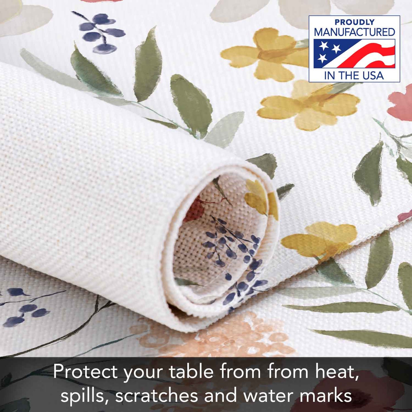 Highland Home Meadow 4 Pack Poly-Cotton Blend Placemats 18" x 12" Manufactured in The USA