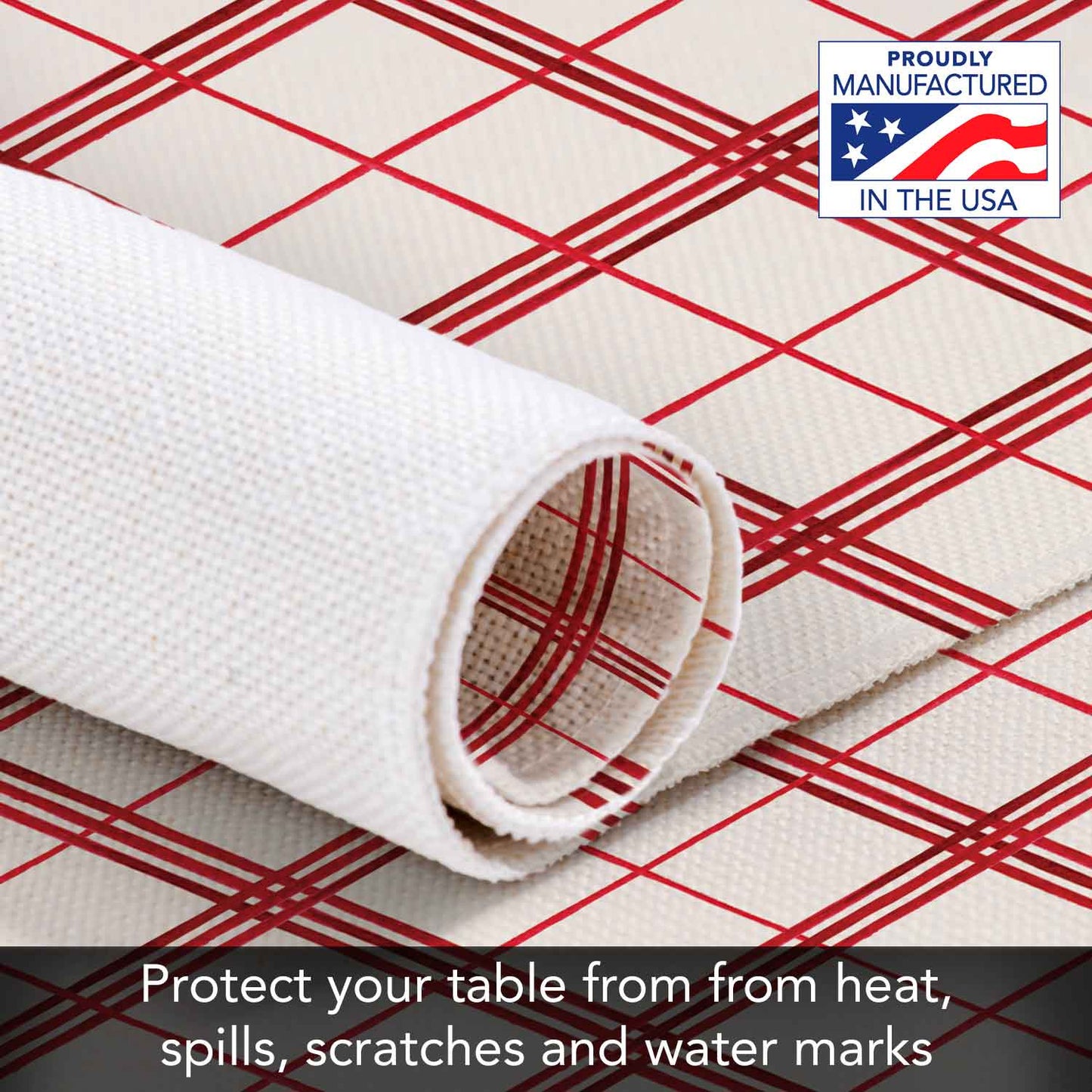 Highland Home Holiday Windowpane 4 Pack Poly-Cotton Blend Fabric Placemats 18" x 12" Manufactured in The USA