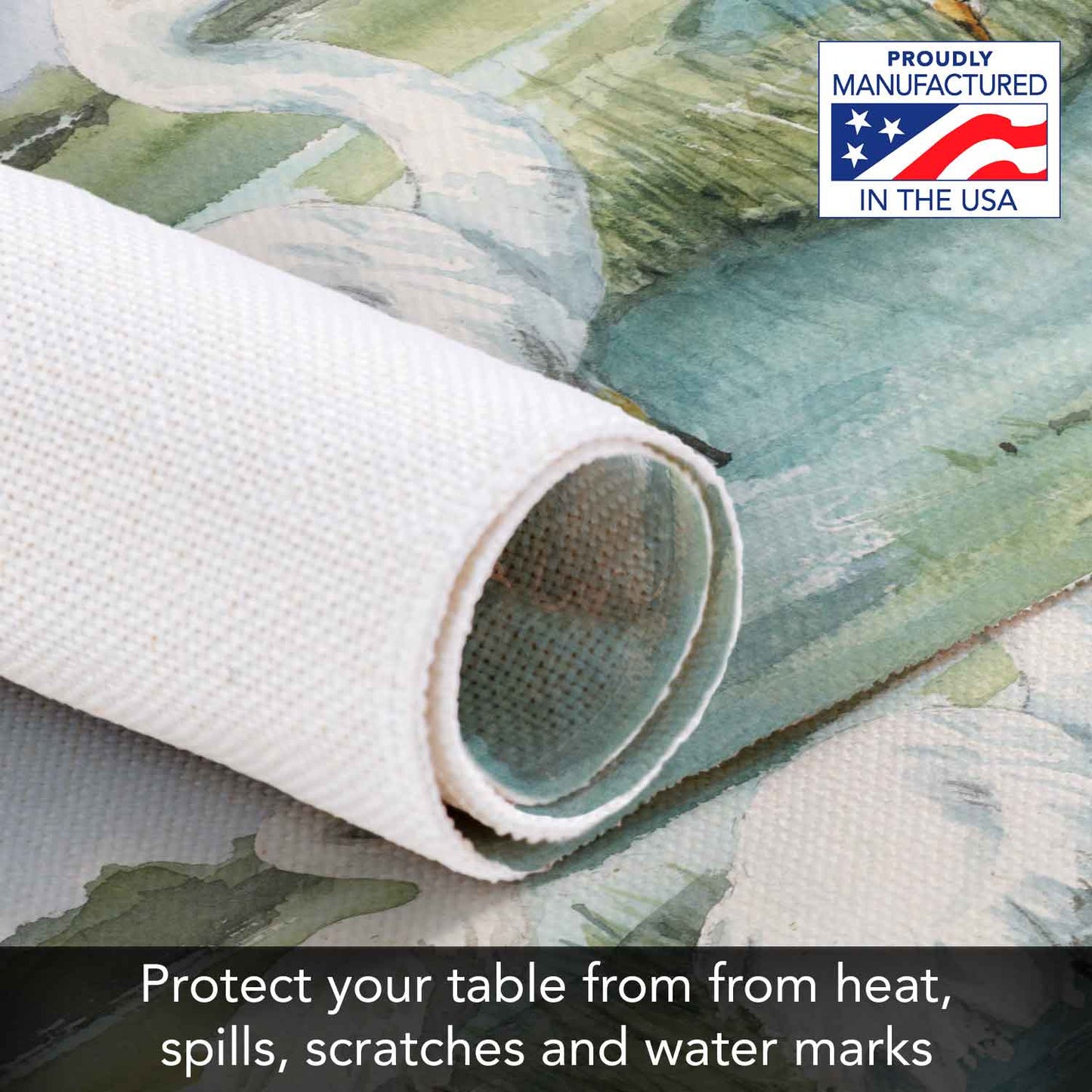 Highland Home Egret Family 4 Pack Premier Poly-Cotton Blend Fabric Placemats 18" x 12" Manufactured in The USA