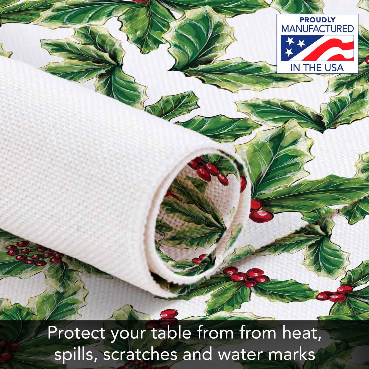 Highland Home Grand Christmas 4 Pack Poly-Cotton Blend Fabric Placemats 18" x 12" Manufactured in The USA