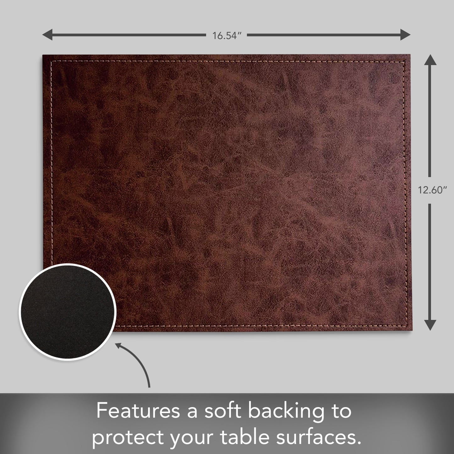 Luxurious Vegan Leather Placemats 4 Pack Look and Feel of Genuine Leather Infused with Copper