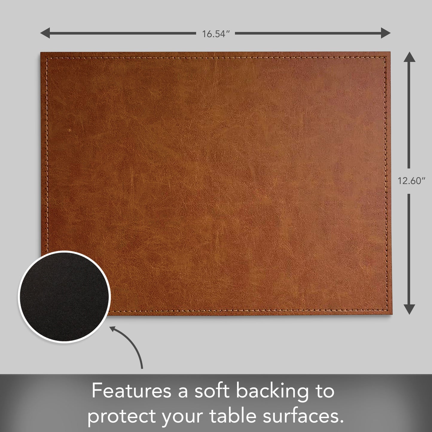 Luxurious Caramel Vegan Leather Placemats 4 Pack Look and Feel of Genuine Leather Infused with Copper