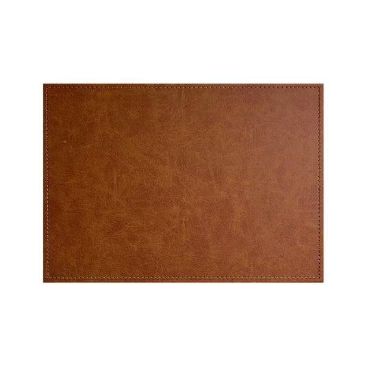 Luxurious Caramel Vegan Leather Placemats 4 Pack Look and Feel of Genuine Leather Infused with Copper