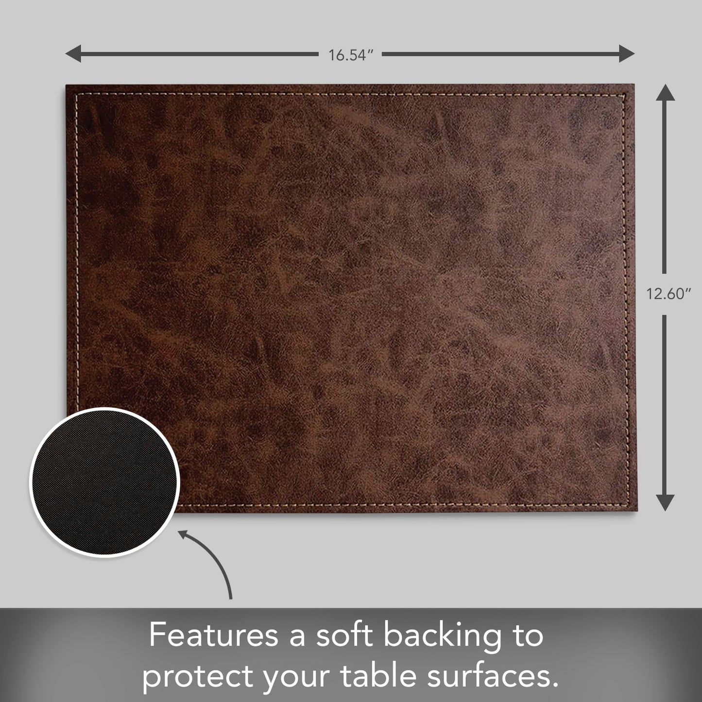 Luxurious Vegan Leather Mocha Colored Placemats 4 Pack Look and Feel of Genuine Leather Infused with Copper
