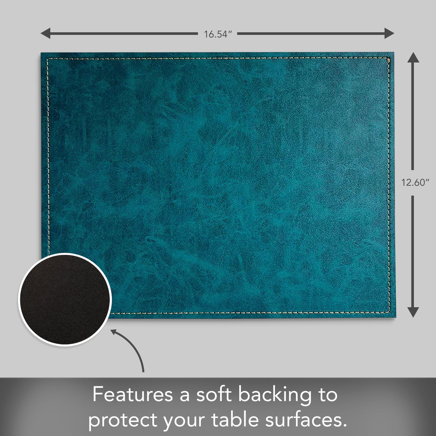Luxurious Turquoise Vegan Leather Placemats 4 Pack Look and Feel of Genuine Leather Infused with Copper