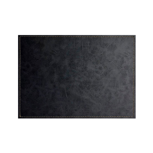 Luxurious Black Vegan Leather Placemats 4 Pack Look and Feel of Genuine Leather Infused with Copper