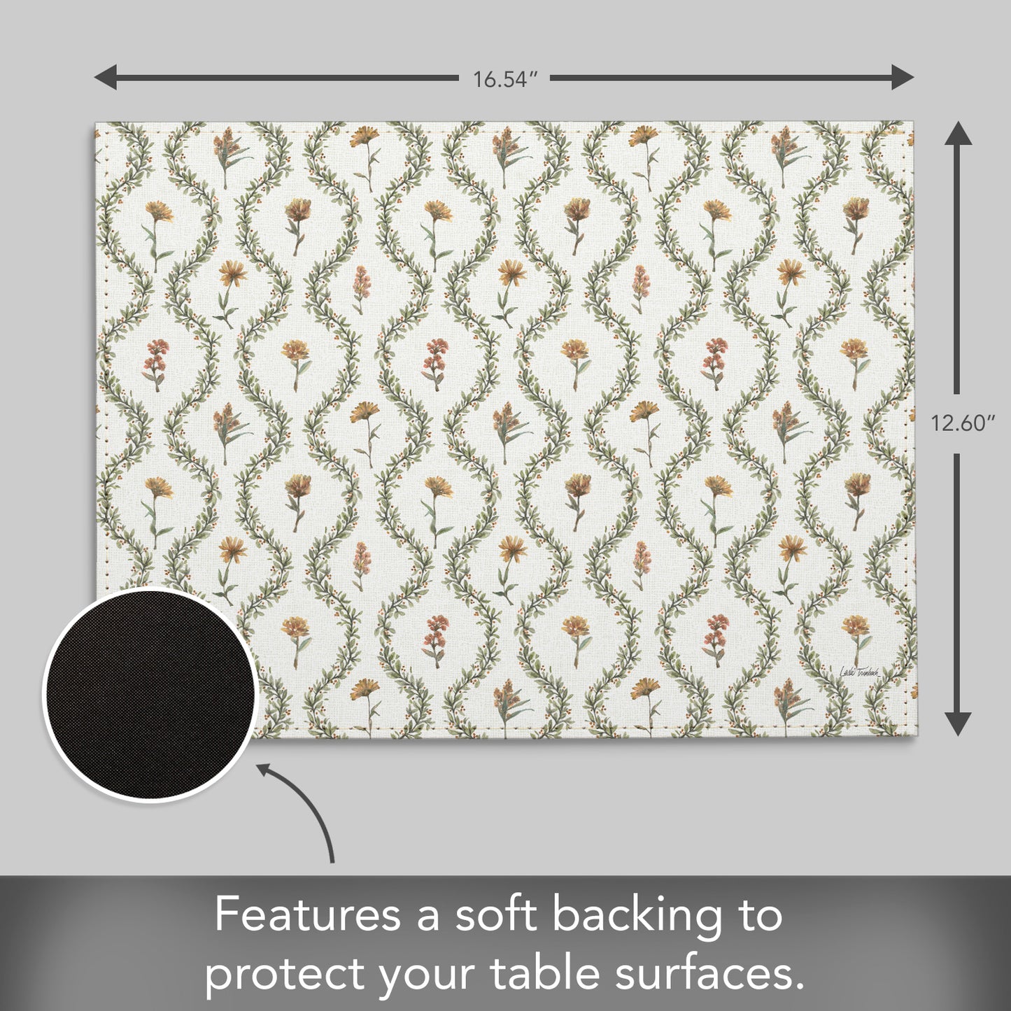 Garden Lattice Luxurious Vegan Leather Placemats 4 Pack Look and Feel of Genuine Leather Infused with Copper