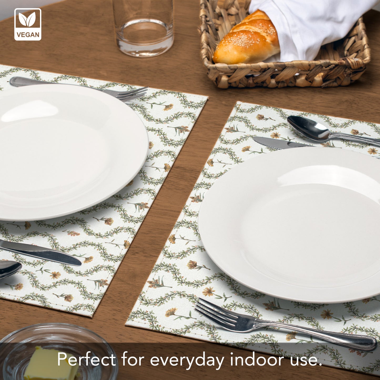 Garden Lattice Luxurious Vegan Leather Placemats 4 Pack Look and Feel of Genuine Leather Infused with Copper