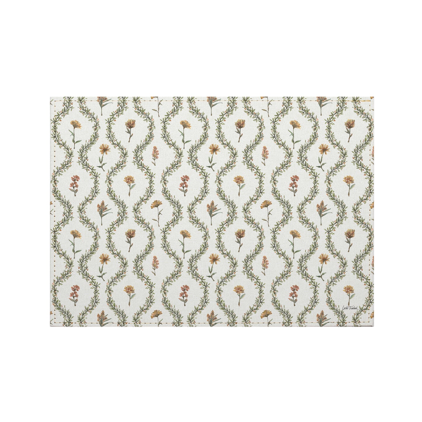 Garden Lattice Luxurious Vegan Leather Placemats 4 Pack Look and Feel of Genuine Leather Infused with Copper