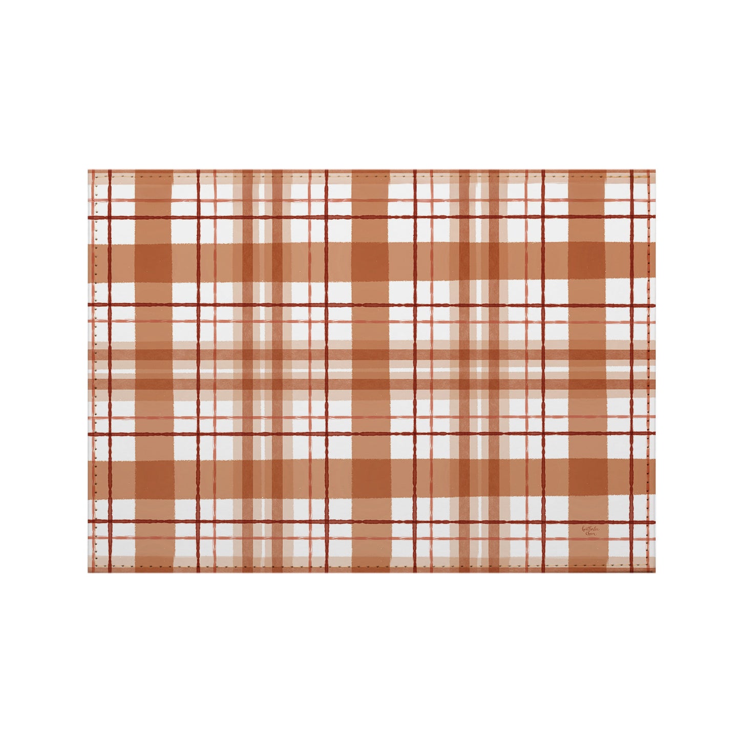 Rust Plaid Luxurious Vegan Leather Placemats 4 Pack Look and Feel of Genuine Leather Infused with Copper