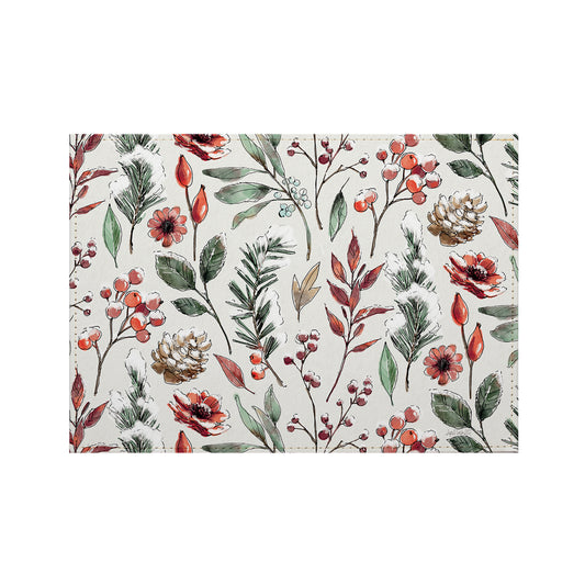 Festive Blooms Luxurious Vegan Leather Placemats 4 Pack Look and Feel of Genuine Leather Infused with Copper