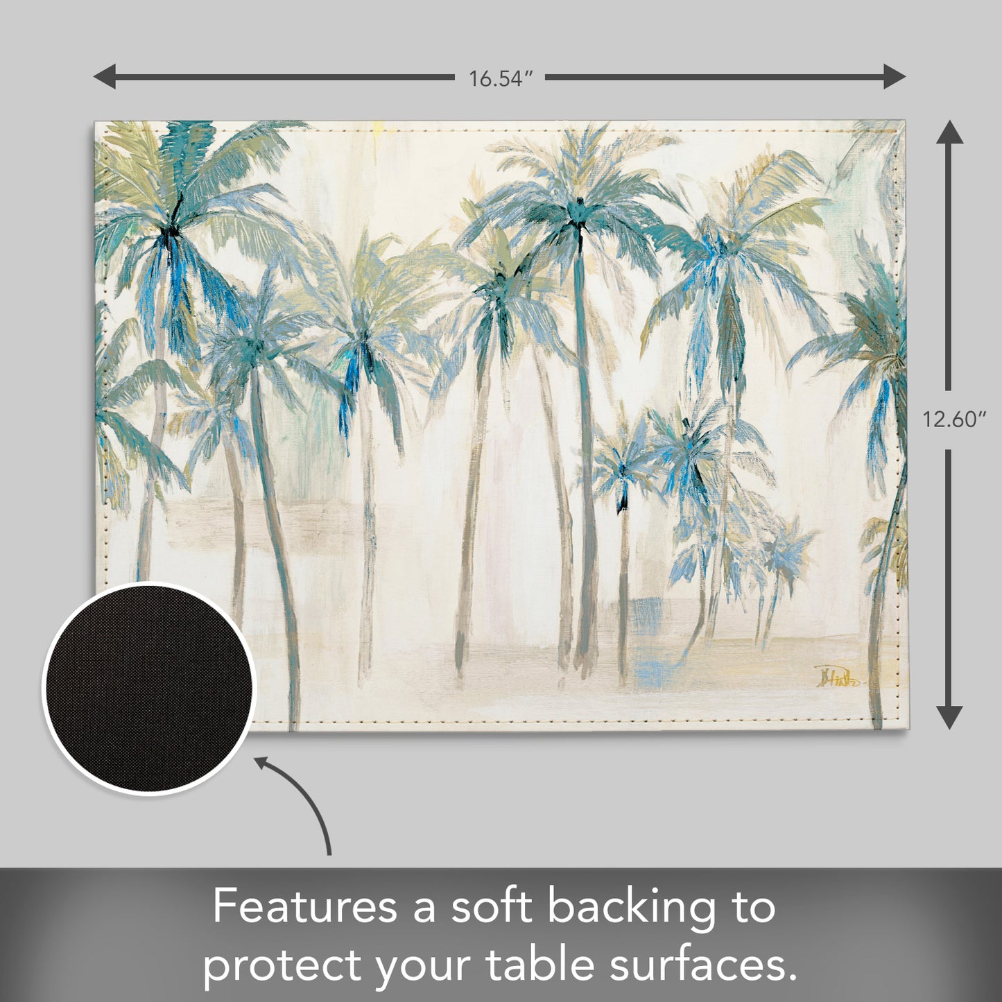Palms Luxurious Vegan Leather Placemats 4 Pack Look and Feel of Genuine Leather Infused with Copper