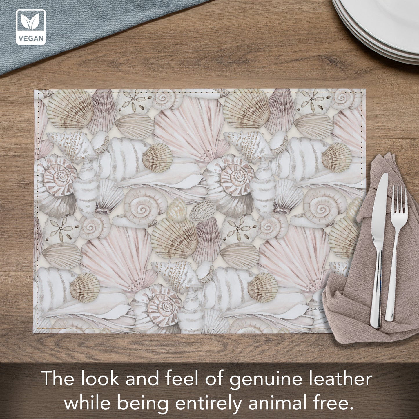 Peaceful Tide Luxurious Vegan Leather Placemat 4 Pack  Look and Feel of Genuine Leather Infused with Copper